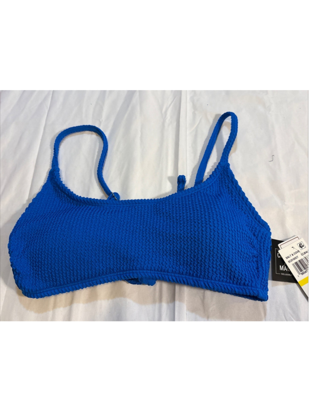 salt + Cove Juniors Rib Scrunch Scoop-Neck Bikini Top Xsmall
